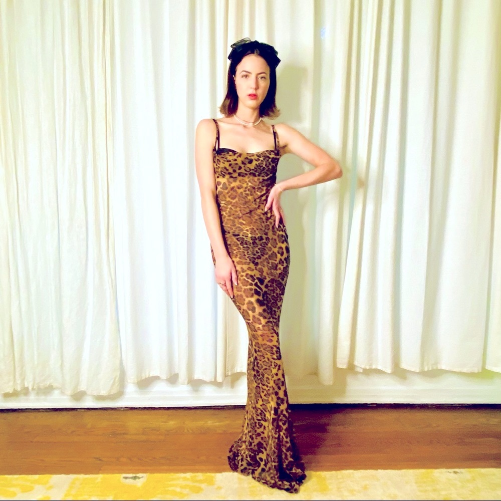 Sheer Leopard Print Maxi Dress NWT! - Picture 4 of 11